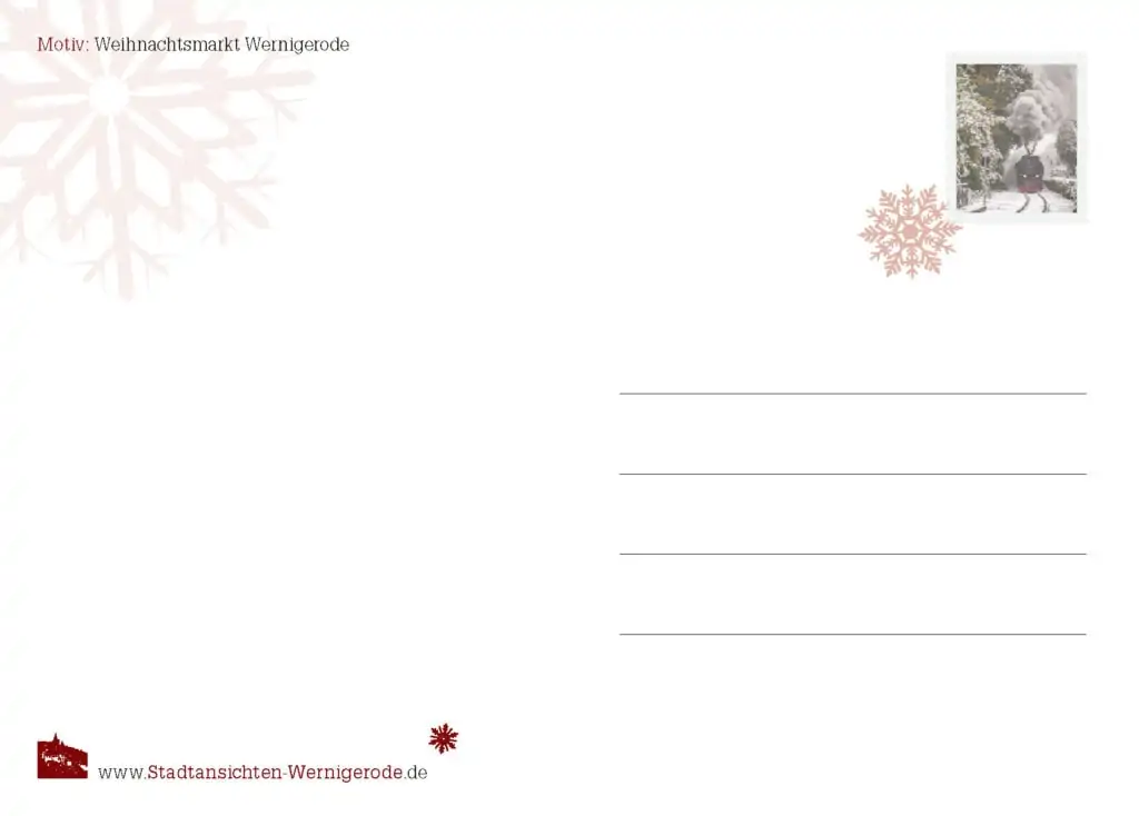 Postkarte Weihnachtsmarkt Wernigerode mit Rathaus