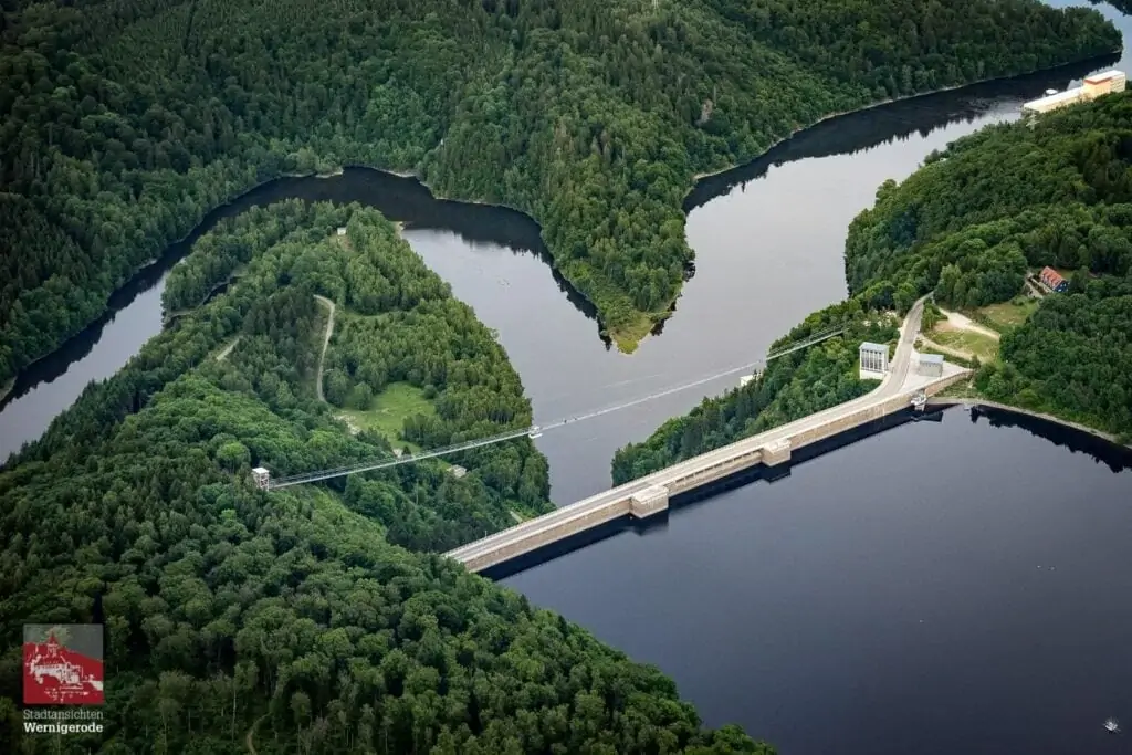 Rappbodetalsperre und Hängebrücke im Oberharz