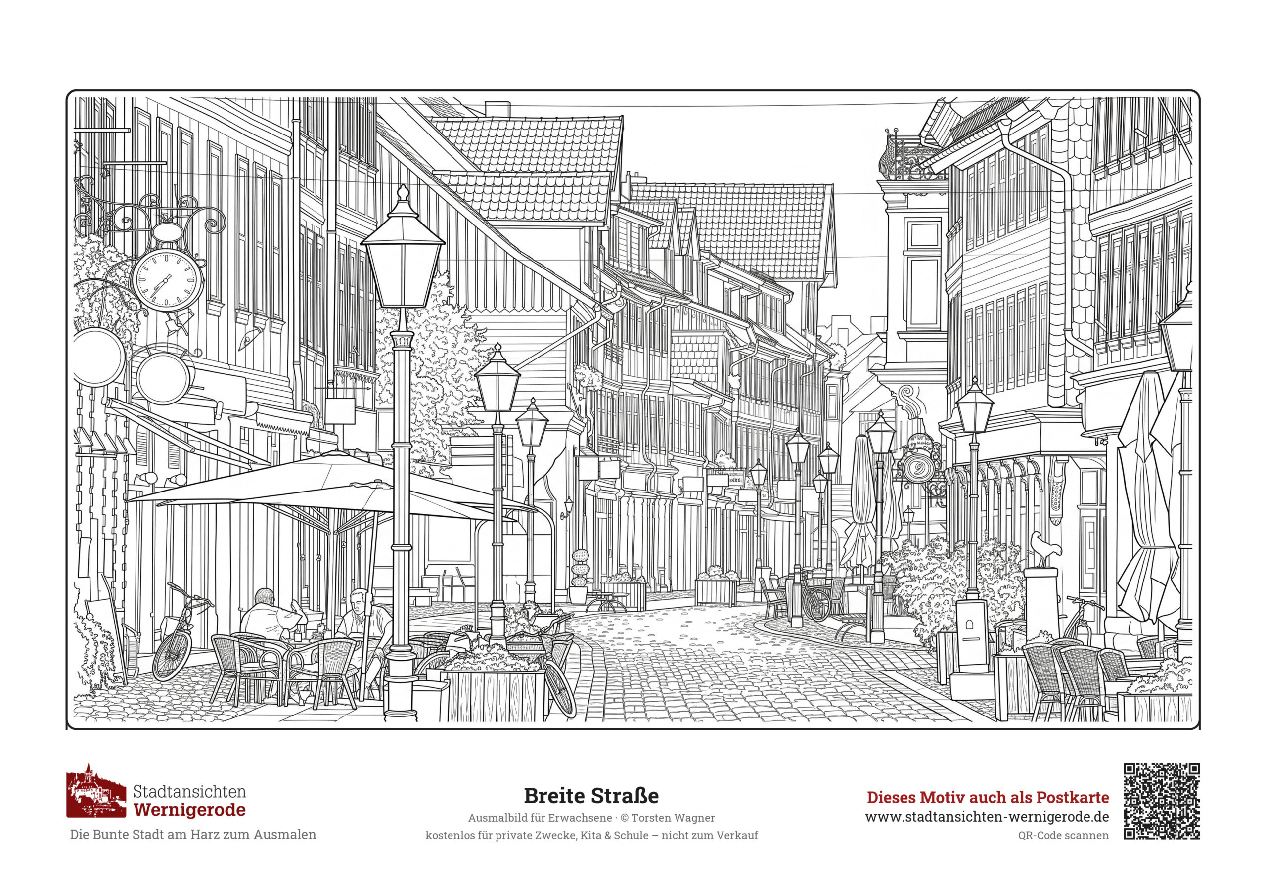 Ausmalbild Breite Straße Wernigerode für Erwachsene