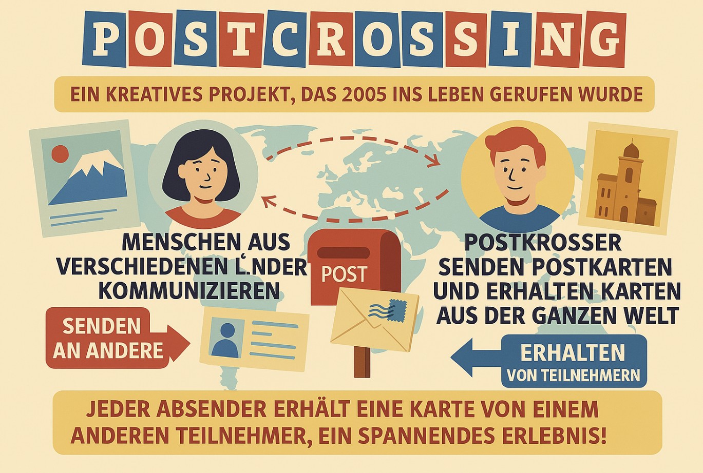 Postcrossing fördert weltweiten Austausch durch Postkarten.