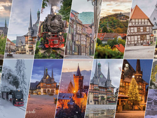 Wernigerode-Kennenlern-Set: 14 Postkartenmotive von Schloss, Rathaus, Altstadt, Harzer Schmalspurbahn und Harzer Natur
