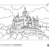 Malblock mit Drucklizenz – Musterblatt Schloss Kinder Ausmalbild Schloss Kinder mit Fußzeile „Ein Gruß aus Wernigerode von Musterfirma“