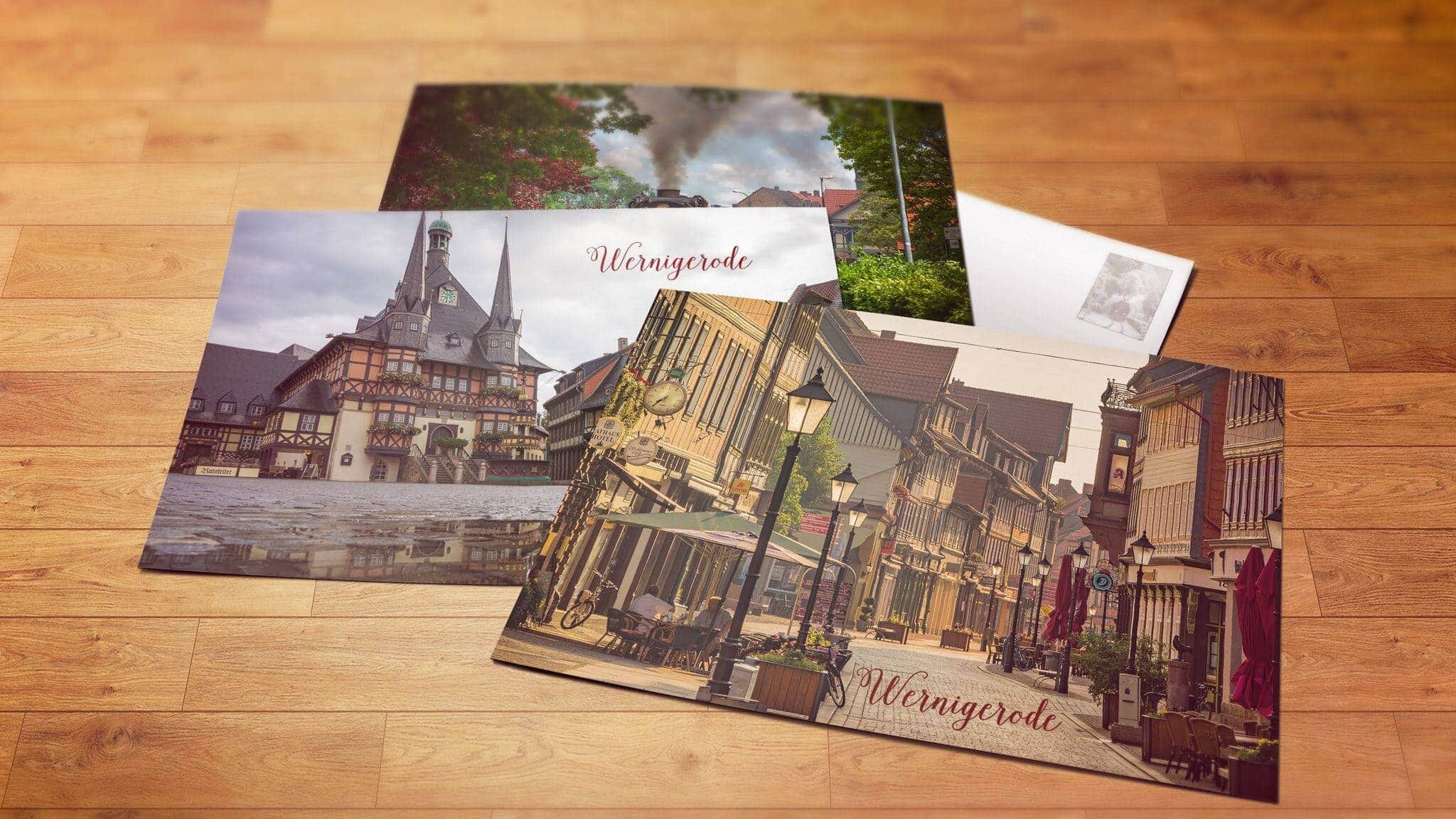 Postkarten der Stadtansichten Wernigerode im Harz