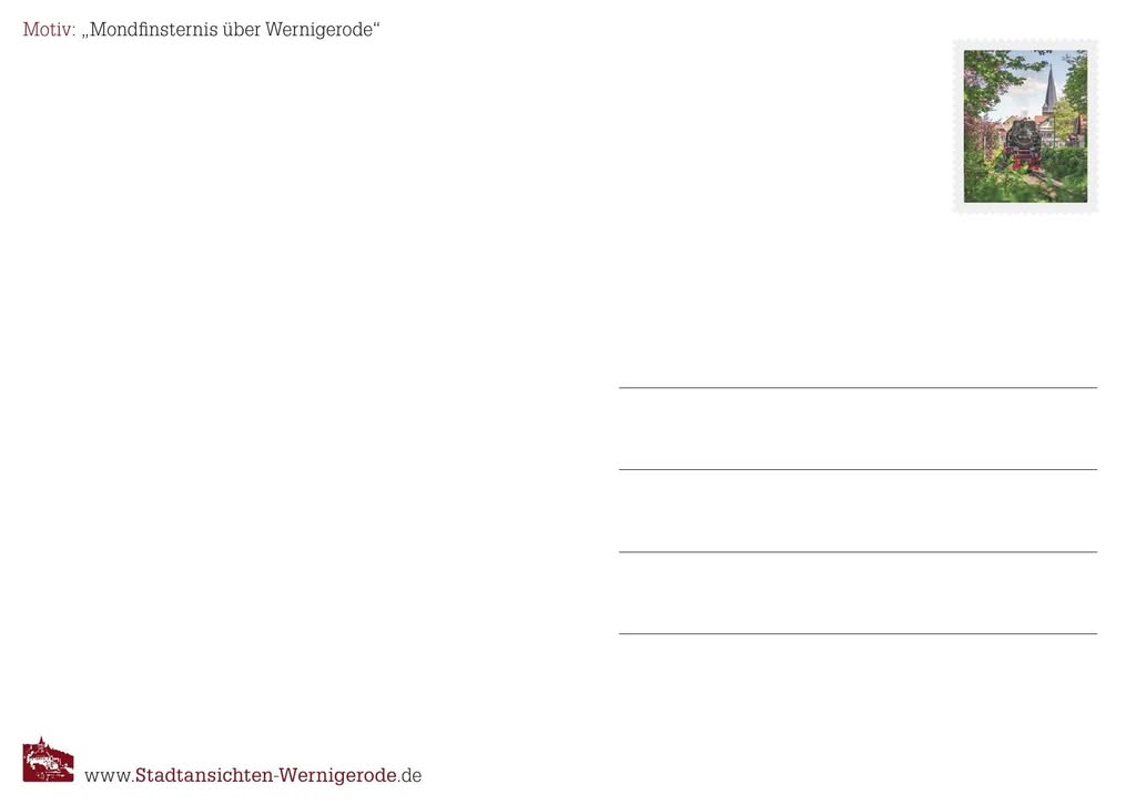 Postkarte Mondfinsternis über Wernigerode – Rückseite Postkarte Mondfinsternis über Wernigerode, Rückseite