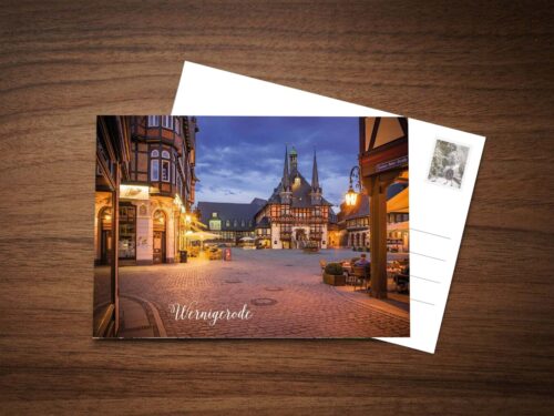 Postcard town hall and market square at night – picture postcard by Stadtansichten Wernigerode Postcard town hall and market square at night – picture postcard by Stadtansichten Wernigerode