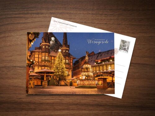 Postkarte Weihnachtsmarkt Wernigerode – Ansichtskarte der Stadtansichten Wernigerode