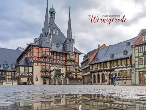 Rathaus im Regen | Postkarte | Stadtansichten Wernigerode