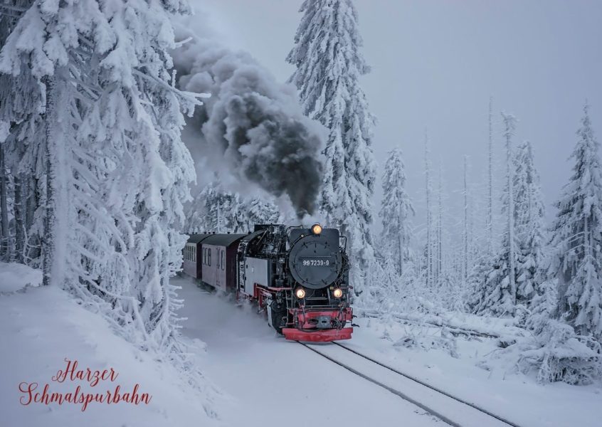Postkarte „Harzer Schmalspurbahn im Winter“, Vorderseite