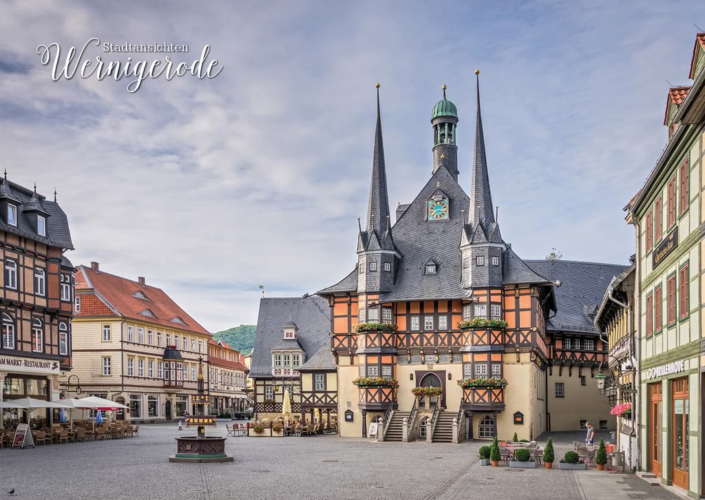 wagnergraphics_Postkarte Stadtansichten_A6_15 Historisches Rathaus am Marktplatz von Wernigerode