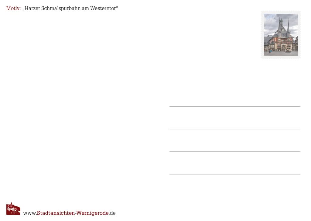 Postcard design with a stamp-style photo of Wernigerode town hall