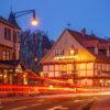 Half-timbered houses with light trails – Wernigerode Half-timbered houses with light trails – Wernigerode